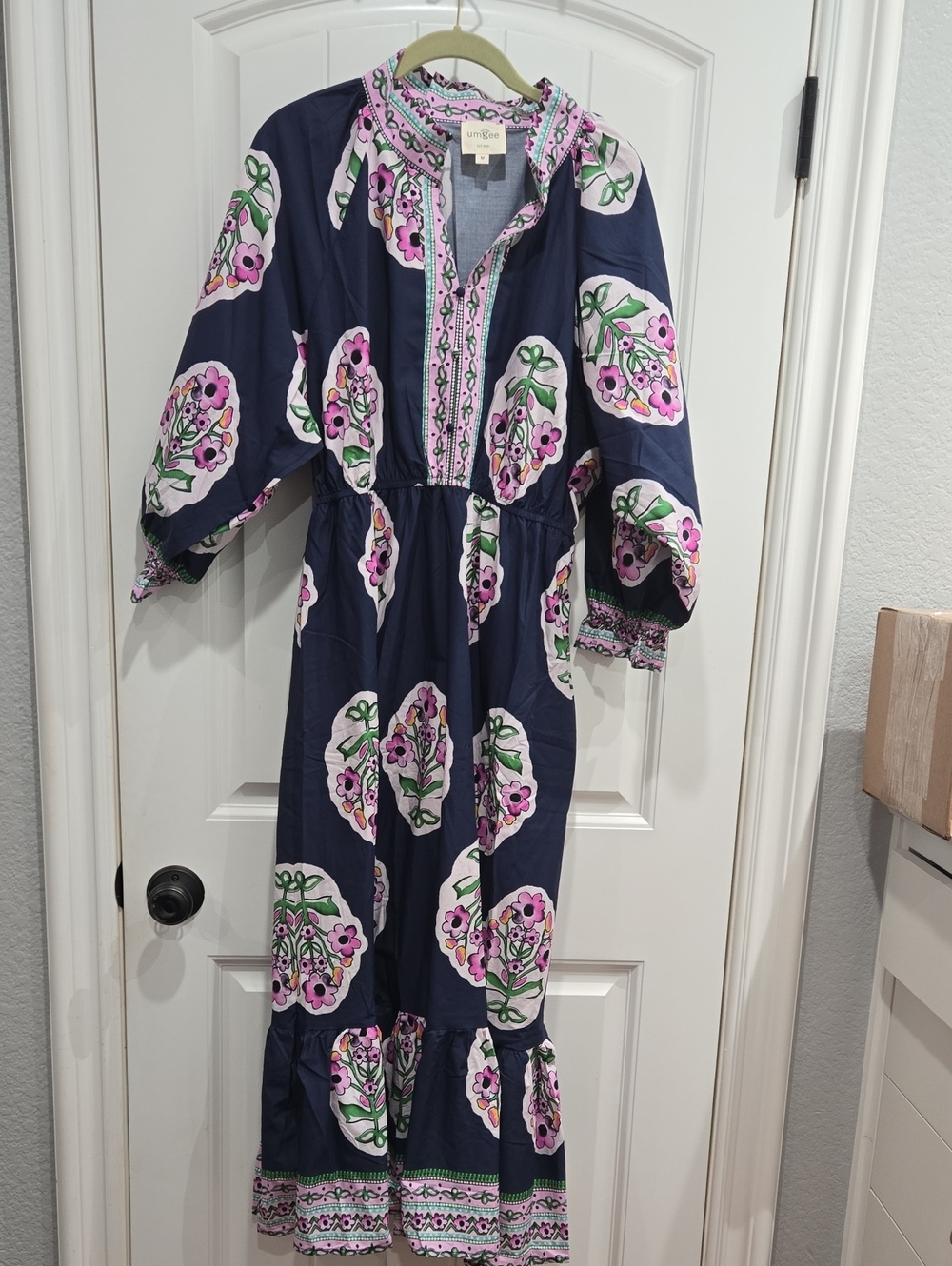 Umgee Floral Maxi Dress with Pink Accents